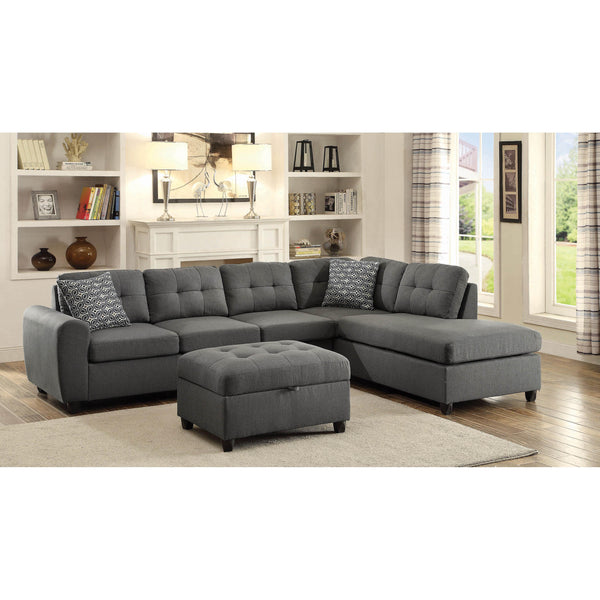  Coaster Furniture Stonenesse 500414 Rectangular Upholstered Storage Ottoman - Grey IMAGE 1