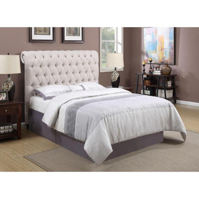  Coaster Furniture Devon 300525KE 57-inch Upholstered Eastern King Panel Bed - Beige IMAGE 5