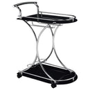  Coaster Furniture Elfman 910001 2-tier Glass Shelf Metal Bar Cart - Black and Chrome IMAGE 1