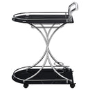  Coaster Furniture Elfman 910001 2-tier Glass Shelf Metal Bar Cart - Black and Chrome IMAGE 4