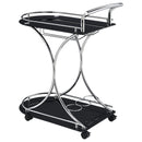  Coaster Furniture Elfman 910001 2-tier Glass Shelf Metal Bar Cart - Black and Chrome IMAGE 5