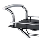  Coaster Furniture Elfman 910001 2-tier Glass Shelf Metal Bar Cart - Black and Chrome IMAGE 9
