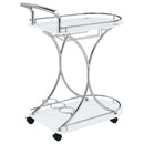 Coaster Furniture Elfman 910002 2-tier Glass Shelf Metal Bar Cart - White and Chrome IMAGE 7