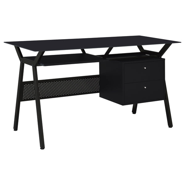 Coaster Furniture Weaving 800436 55-inch 2-Drawer Computer Desk Keyboard Tray - Black IMAGE 1