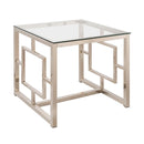  Coaster Furniture Merced 703737 Square Glass Top Side End Table - Nickel IMAGE 1