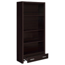  Coaster Furniture Skylar 800905 71-inch 5-shelf Bookcase with Drawer - Cappuccino IMAGE 2