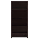  Coaster Furniture Skylar 800905 71-inch 5-shelf Bookcase with Drawer - Cappuccino IMAGE 3