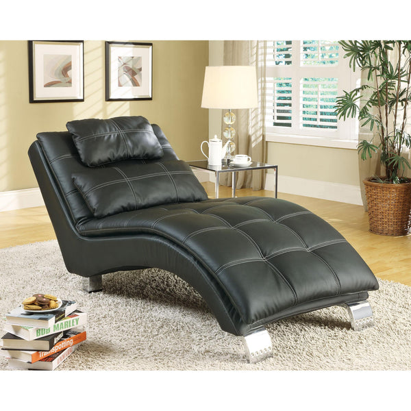 Coaster Furniture Dilleston 550075 Faux Leather Upholstered Tufted Chaise - Black IMAGE 1