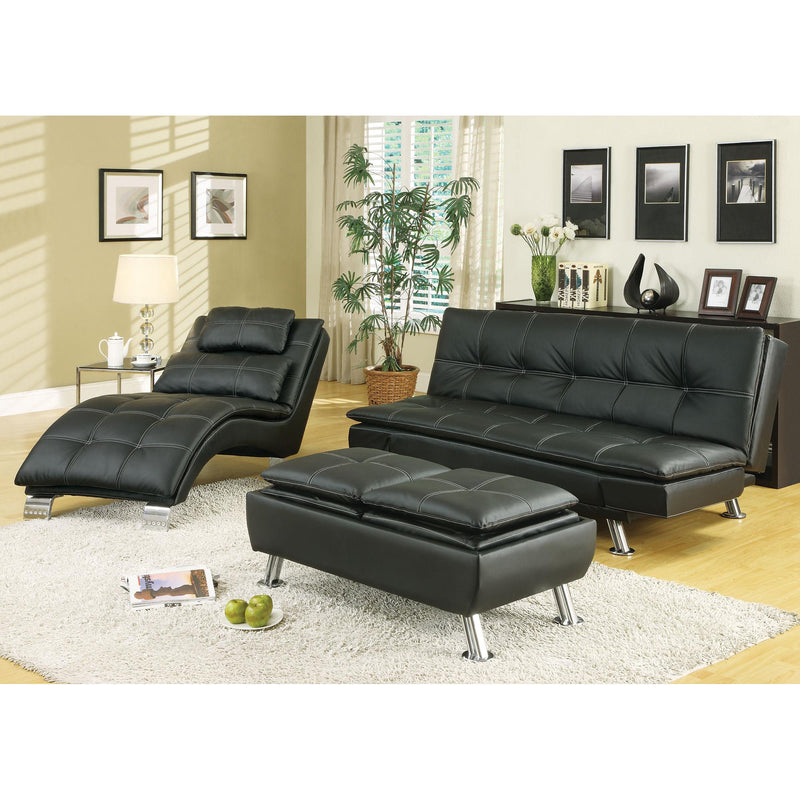 Coaster Furniture Dilleston 550075 Faux Leather Upholstered Tufted Chaise - Black IMAGE 2