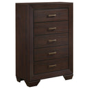  Coaster Furniture Kauffman 204395 5-Drawer Bedroom Chest - Dark Cocoa IMAGE 1