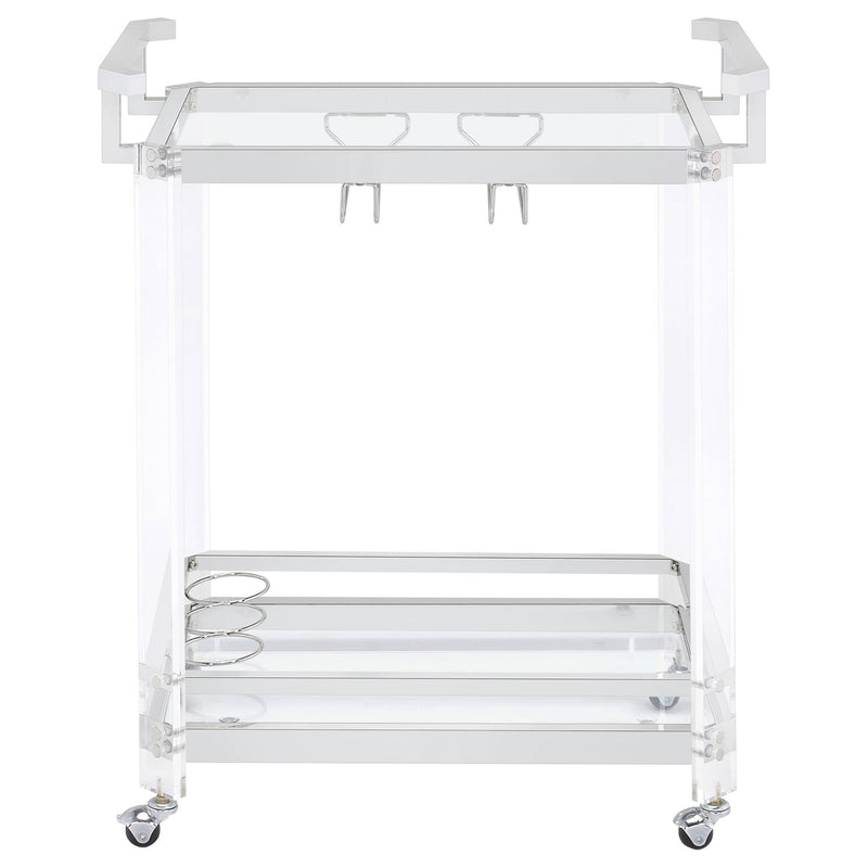 Coaster Furniture Jefferson 902589 2-tier Glass Shelf Acrylic Bar Cart - Chrome IMAGE 5