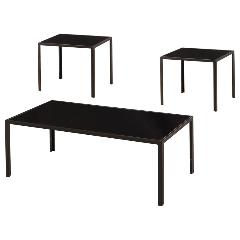 Coaster Furniture Brock 720457 Rectangular Glass Top Coffee Table Set - Black IMAGE 1