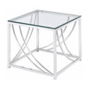  Coaster Furniture Lille 720497 Square Glass Top Side End Table - Chrome IMAGE 2