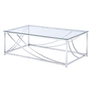  Coaster Furniture Lille 720498 Rectangular Glass Top Coffee Table - Chrome IMAGE 1