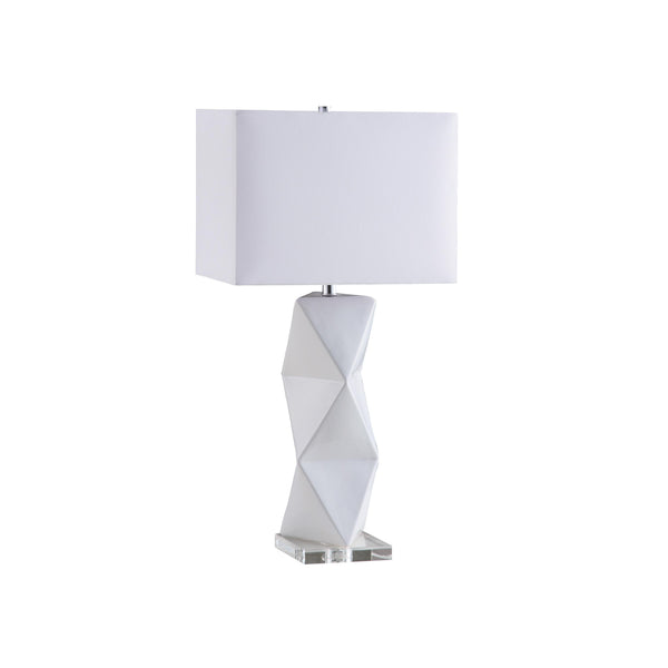  Coaster Furniture Camie 902937 32-inch Rectangular Shade Geometric Table Lamp - White IMAGE 1