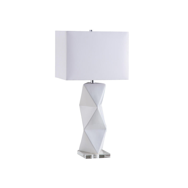  Coaster Furniture Camie 902937 32-inch Rectangular Shade Geometric Table Lamp - White IMAGE 1