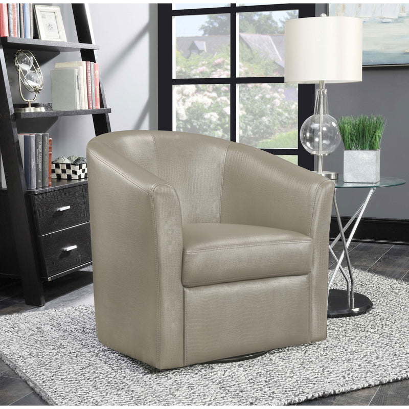 Coaster Furniture Turner 902726 Upholstered Barrel Back Swivel Chair - Champagne IMAGE 6