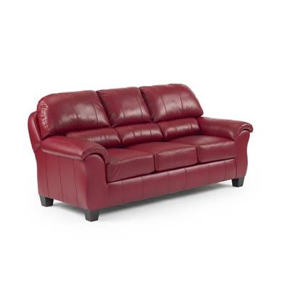Best Home Furnishings Birkett Stationary Leather Sofa Birkett S76EL (Burgundy) IMAGE 1