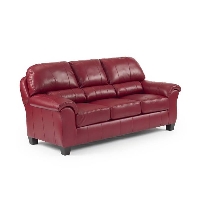 Best Home Furnishings Birkett Stationary Leather Sofa Birkett S76EL (Burgundy) IMAGE 2