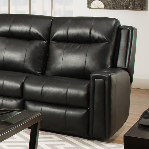 Southern Motion Curve Bonded Leather Console Curve 858-06P RAF Single Recliner w/Power Headrest Black IMAGE 1