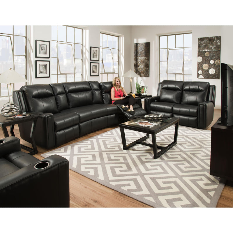 Southern Motion Curve Bonded Leather Console Curve 858-06P RAF Single Recliner w/Power Headrest Black IMAGE 2