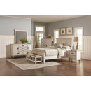 Coaster Furniture Franco 205337 Fabric Upholstered Bench with Shelf - Distressed White IMAGE 2