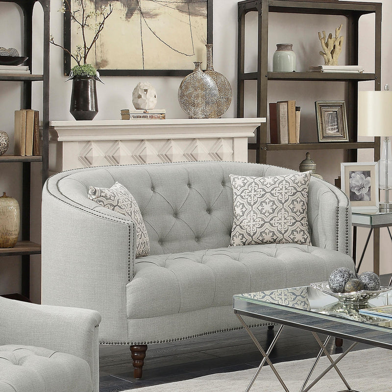 Coaster Furniture Avonlea 505642 Upholstered Sloped Arm Loveseat - Grey Fabric IMAGE 9