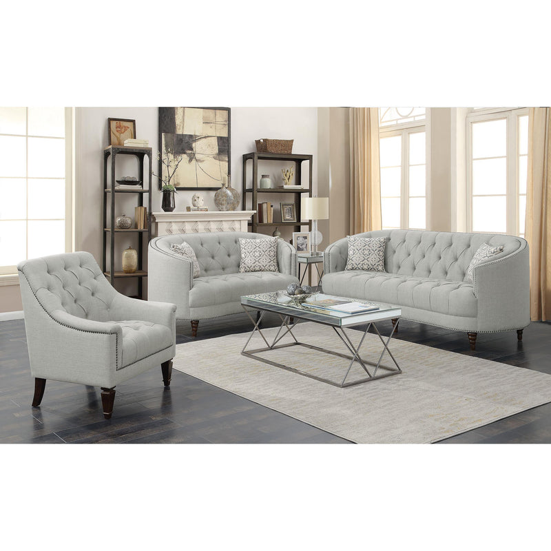 Coaster Furniture Avonlea 505643 Fabric Upholstered Sloped Arm Chair - Grey Fabric IMAGE 10
