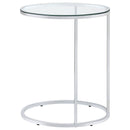  Coaster Furniture Kyle 902927 Oval Glass Top C-Shaped Sofa Side Table - Chrome IMAGE 4