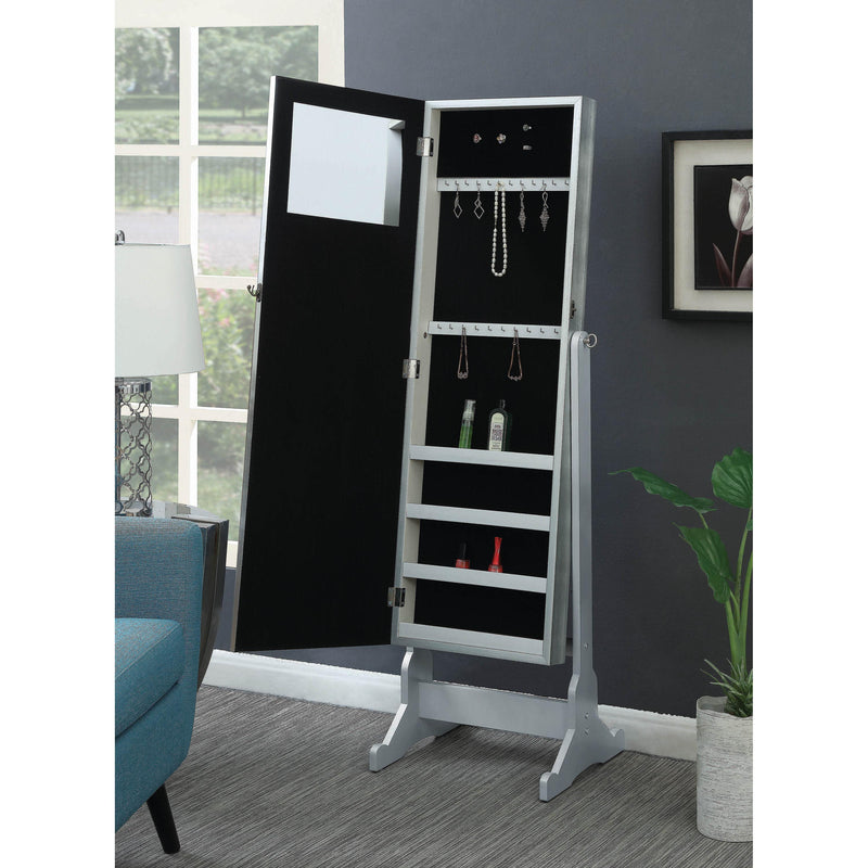  Coaster Furniture Elle 902779 Cheval Mirror with Jewelry Storage - Silver IMAGE 2