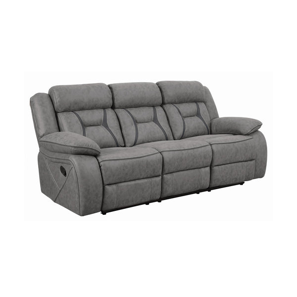  Coaster Furniture Higgins 602261 Upholstered Motion Reclining Sofa - Grey IMAGE 1