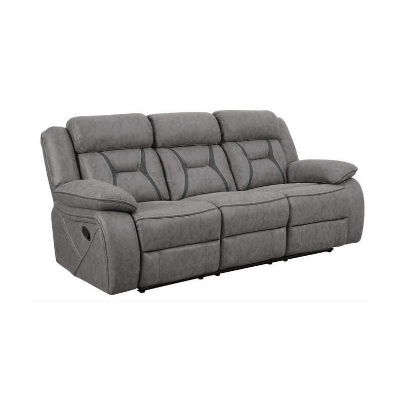  Coaster Furniture Higgins 602261 Upholstered Motion Reclining Sofa - Grey IMAGE 1