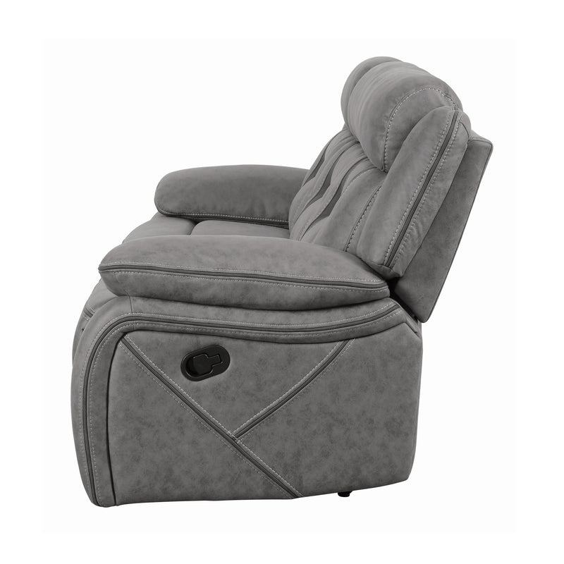  Coaster Furniture Higgins 602261 Upholstered Motion Reclining Sofa - Grey IMAGE 3