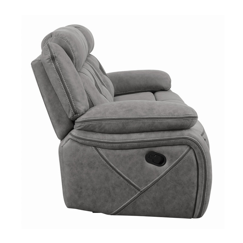 Coaster Furniture Higgins 602261 Upholstered Motion Reclining Sofa - Grey IMAGE 5