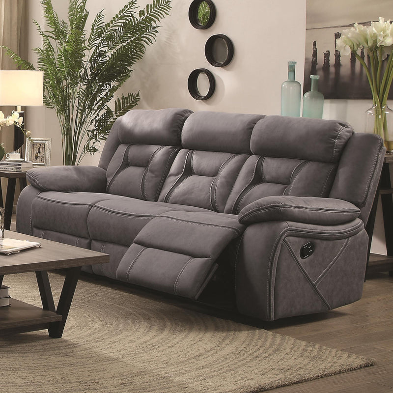  Coaster Furniture Higgins 602261 Upholstered Motion Reclining Sofa - Grey IMAGE 6