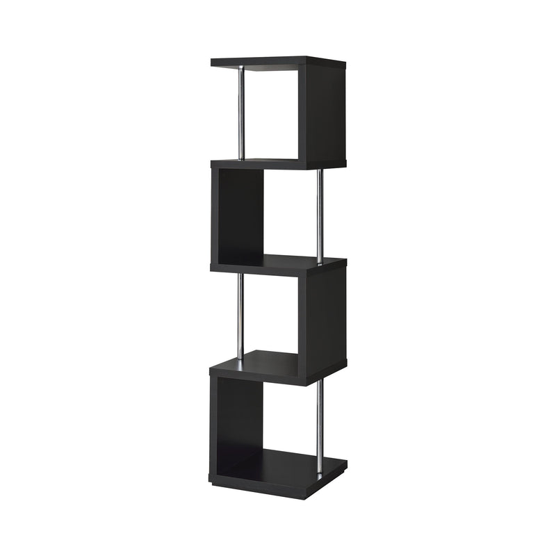  Coaster Furniture Baxter 801419 67-inch 4-shelf Bookshelf - Black and Chrome IMAGE 2