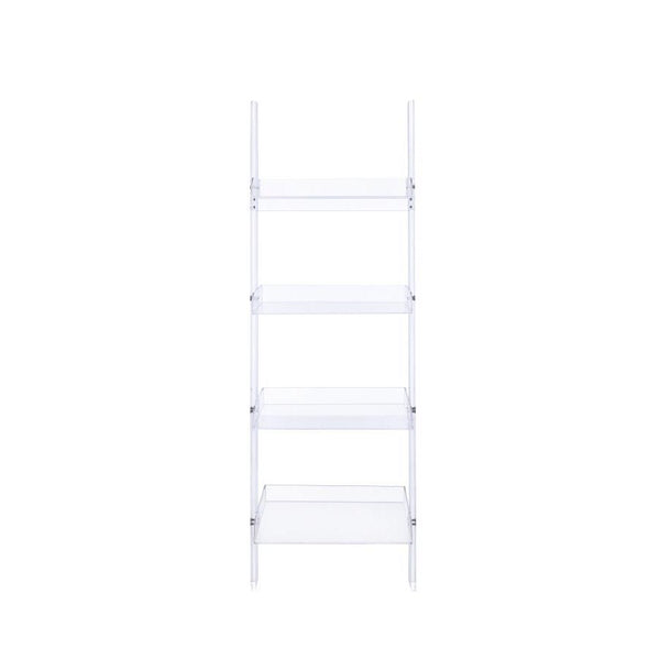  Coaster Furniture Amaturo 801553 72-inch 4-shelf Acrylic Ladder Bookshelf - Clear IMAGE 1