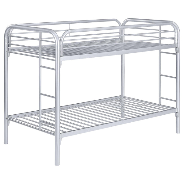 Coaster Furniture Morgan 2256V Metal Twin Over Twin Bunk Bed - Silver IMAGE 1