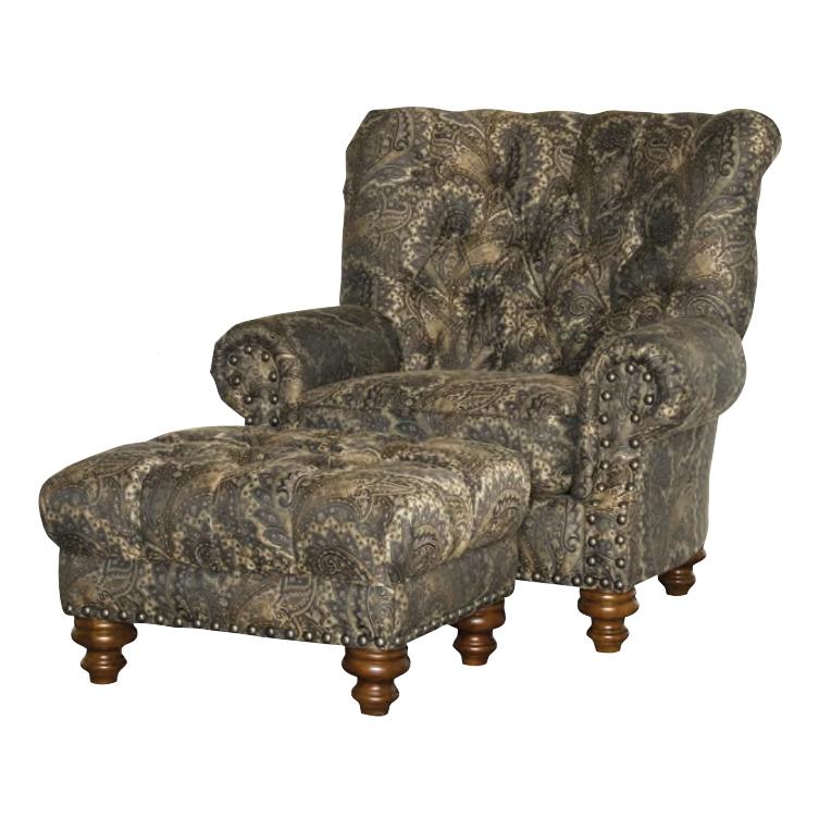 Mayo Furniture Fabric Ottoman 9310F50 Ottoman - Charteux Smoke IMAGE 2