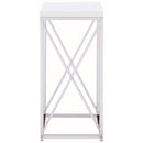  Coaster Furniture Edmund 930014 Square Accent Side Table - White High Gloss and Chrome IMAGE 2