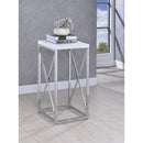  Coaster Furniture Edmund 930014 Square Accent Side Table - White High Gloss and Chrome IMAGE 4
