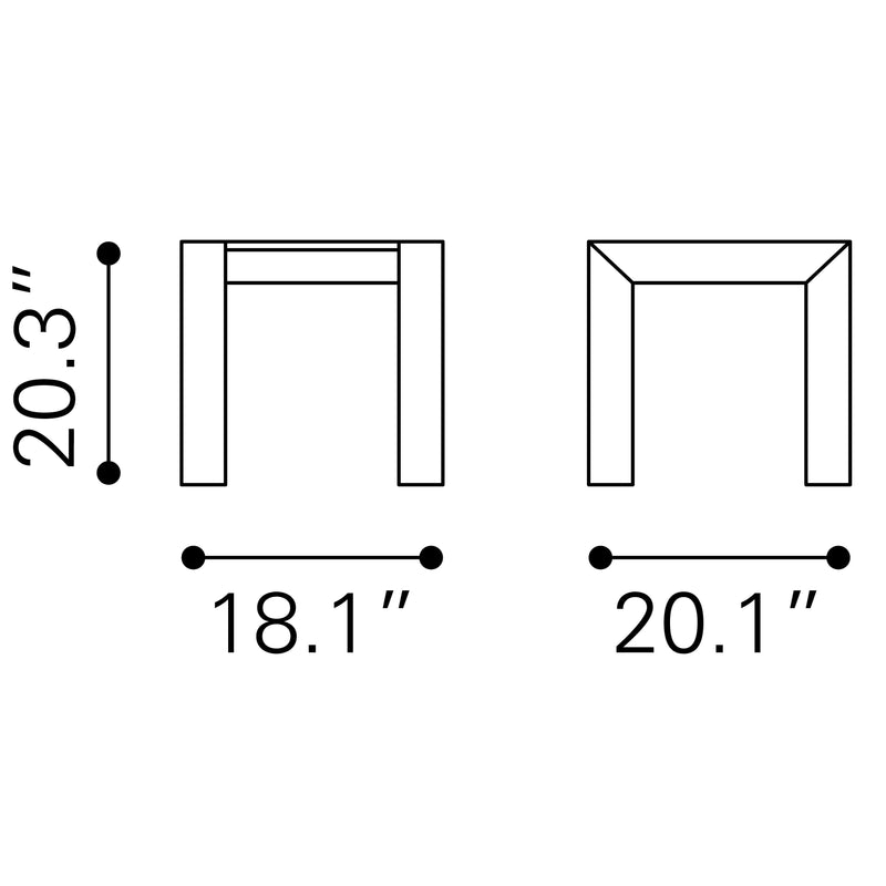Zuo Cosmopolitan 703838 Side Table - Grey & Silver IMAGE 7