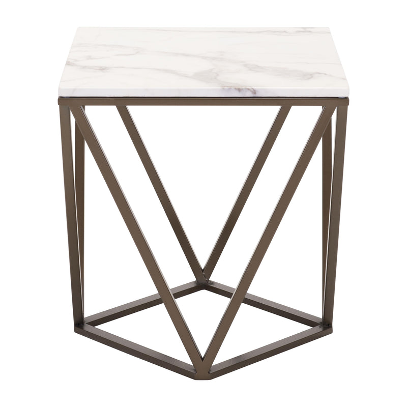 Zuo Tintern 100658 End Table - White & Antique Bronze IMAGE 2