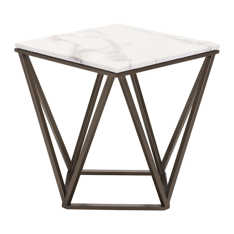Zuo Tintern 100658 End Table - White & Antique Bronze IMAGE 3