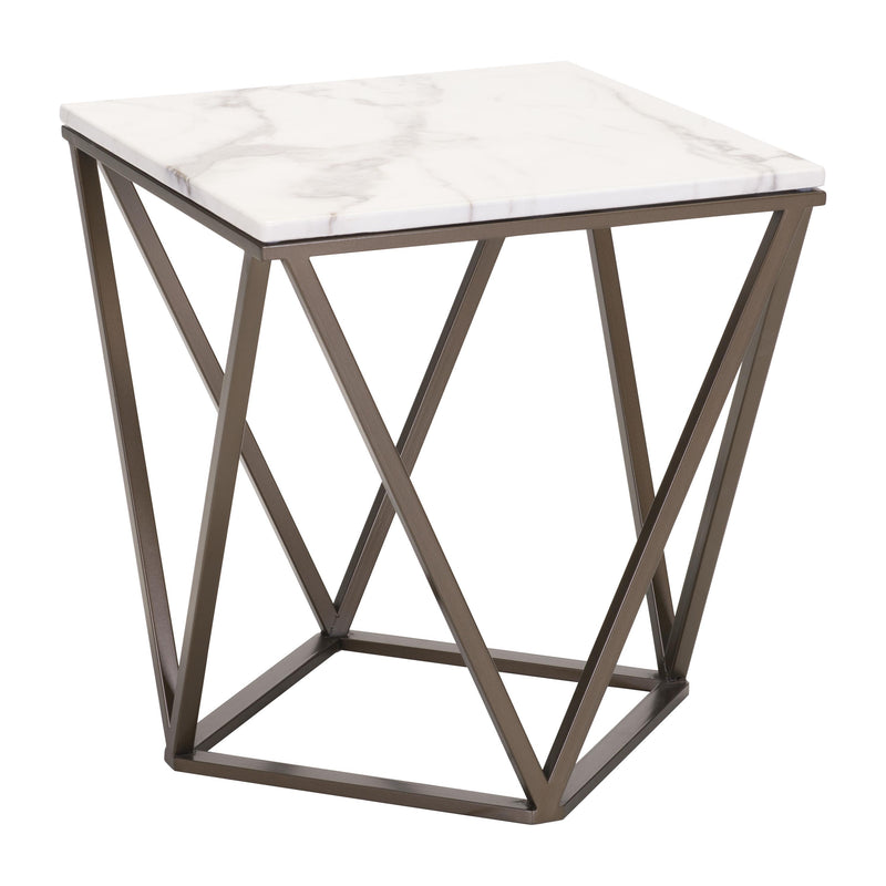 Zuo Tintern 100658 End Table - White & Antique Bronze IMAGE 4
