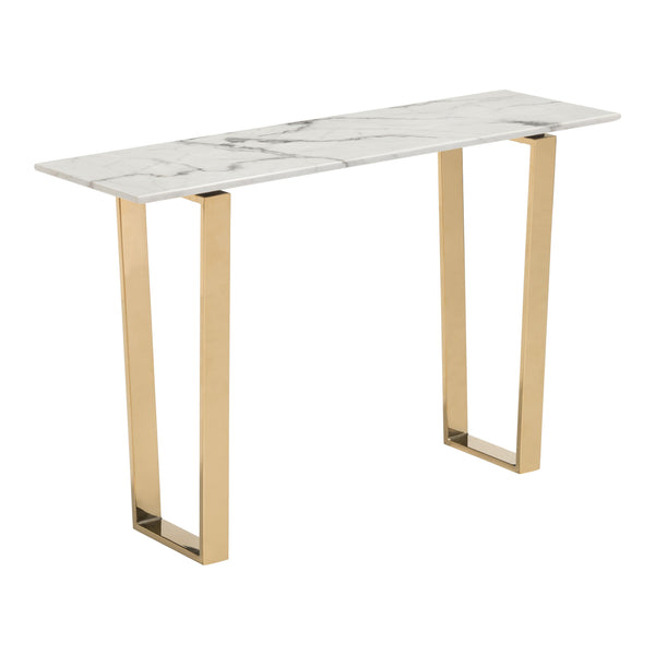 Zuo Atlas 100654 Console Table - White & Gold IMAGE 1