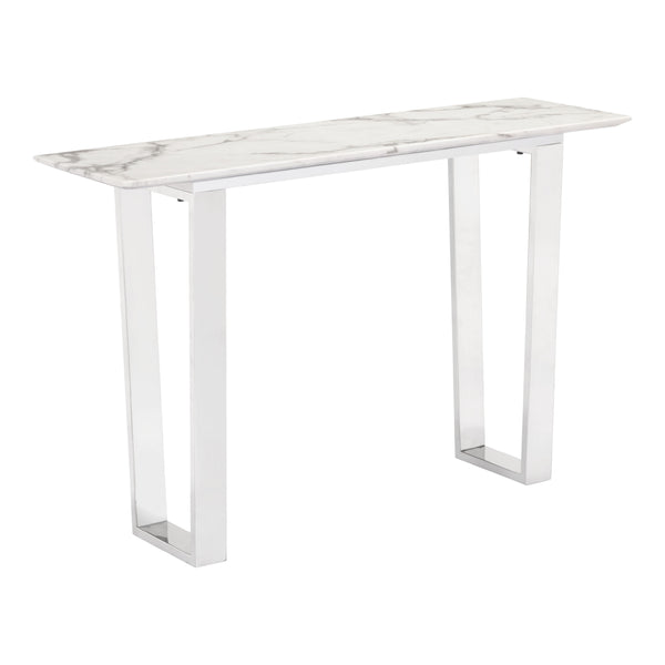 Zuo Atlas 100709 Console Table - White & Silver IMAGE 1