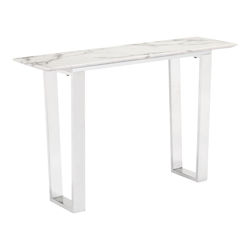 Zuo Atlas 100709 Console Table - White & Silver IMAGE 1