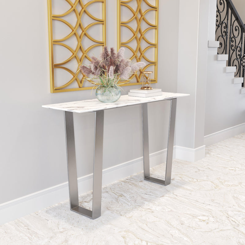 Zuo Atlas 100709 Console Table - White & Silver IMAGE 7