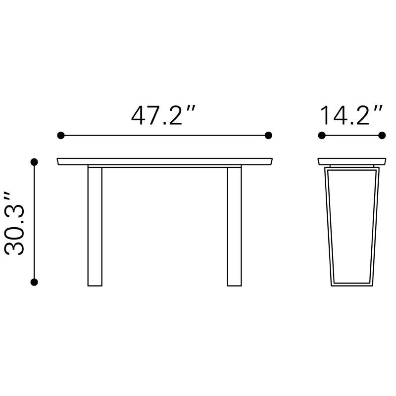 Zuo Atlas 100709 Console Table - White & Silver IMAGE 8